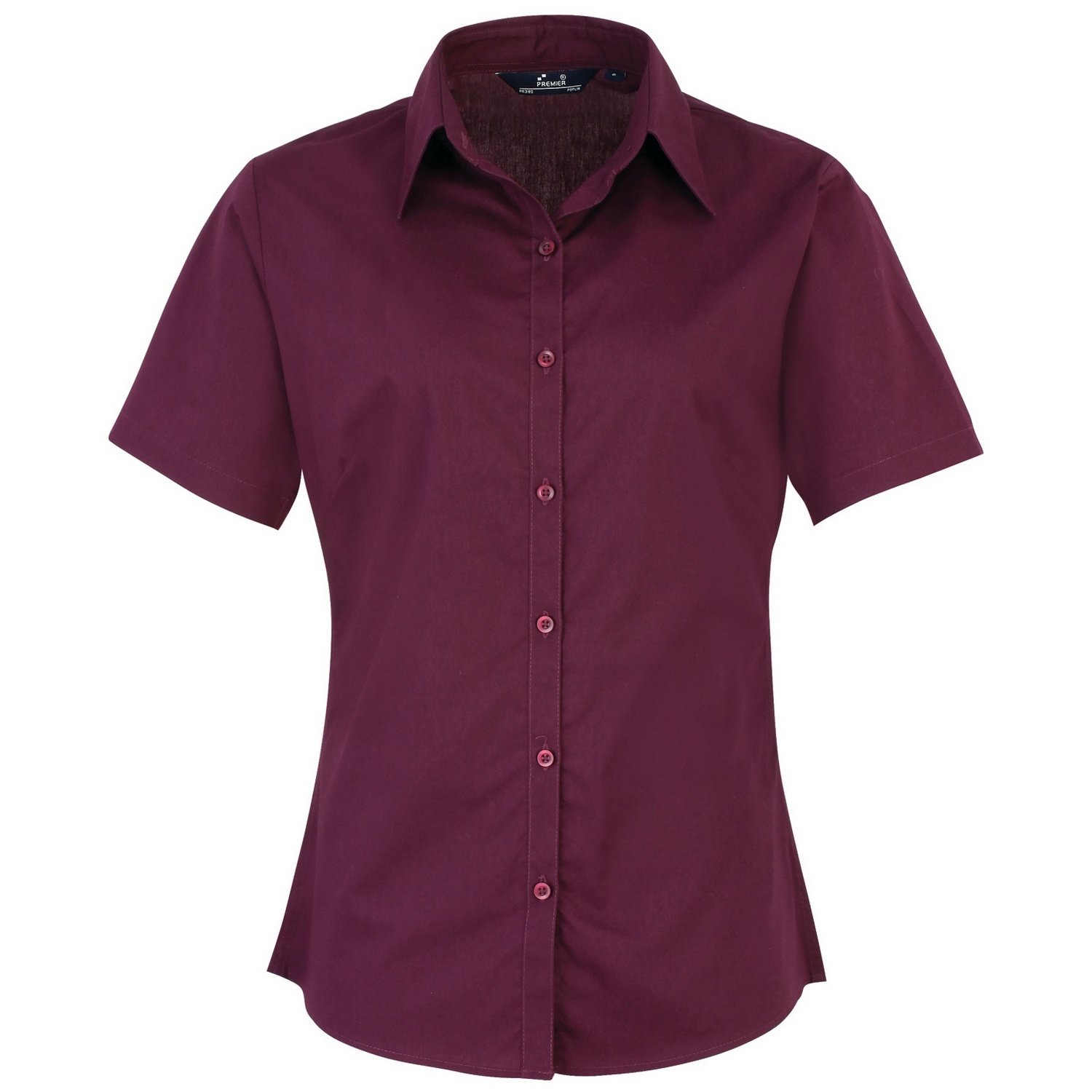 Premier Short Sleeve Poplin Blouse/Plain Work Shirt (18) (Aubergine)