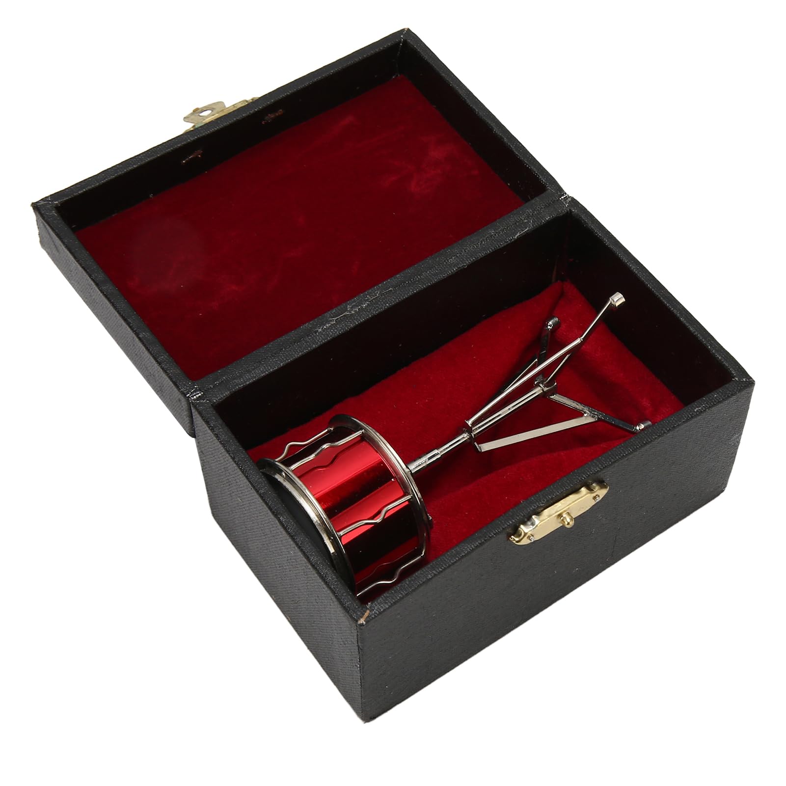 Pilipane Miniatur Snaredrums mit Kasten, Zartes und Realistisches Aussehen, Kleine Musikinstrumente aus Kupfer, Puppenhaus Musikinstrumente Modell für Bücherregal, Schreibtisch, Nachttisch