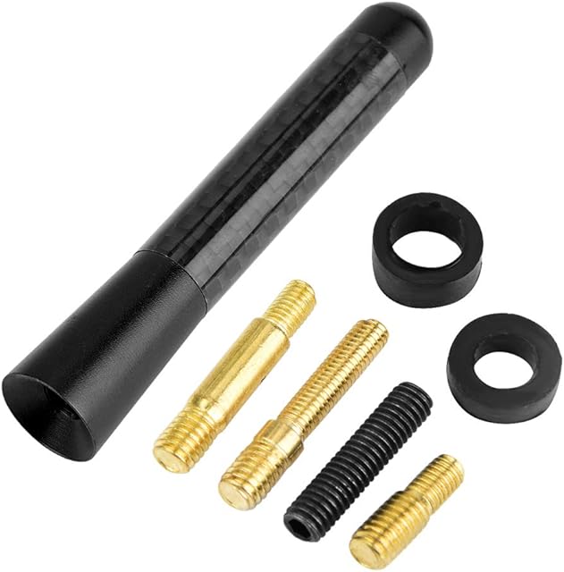 For Car Aerial For Fiat 500-3 Car Aerial Carbon Fiber Screw Radio Short Antenna Aerial Replace Ment Black Replacement for Universal Car Modification