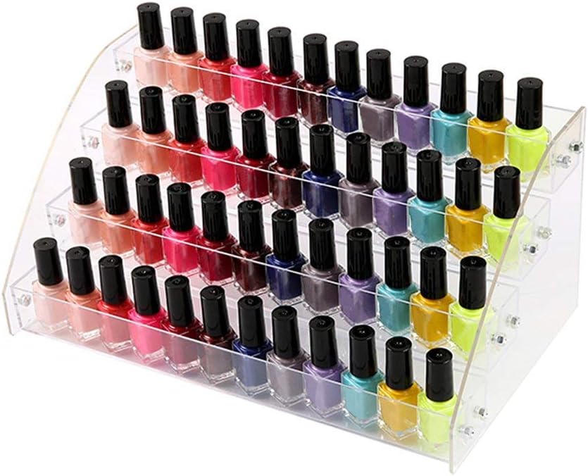 Nail Polishes Rack Organizers Shelf 2 Sets 4 Tiers Acrylic Manicure Makeup Holder for Lipstick Dresser Eye Shadow Container Reagent Retail Store E ssential Oils Liquid Paint Display Stand Station Case