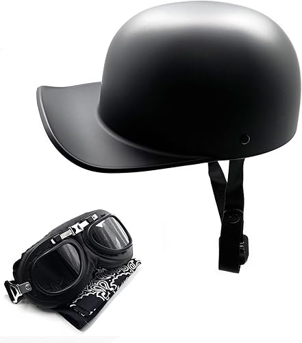 Casco de béisbol vintage para motocicleta, media gorra con gafas para hombres y mujeres adultos, ciclomotor, moto, moto, moto, moto, Street Cruiser