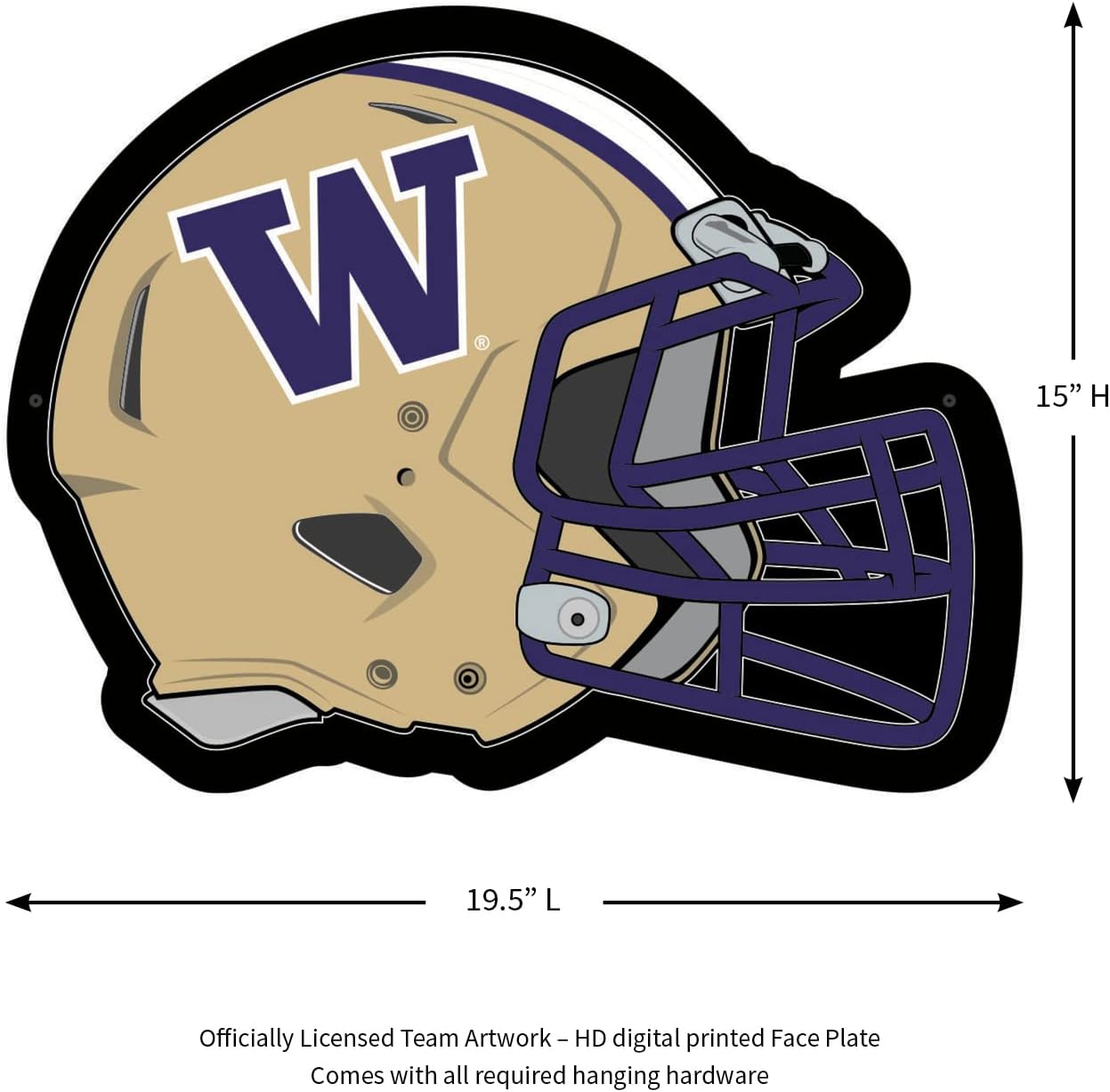 Team Sports America Evergreen NCAA University of Washington Ultra-Thin LED Light Wall Sign Decor | Full Size Replica Helmet | 19.5 x 15 Inches | Made in the USA