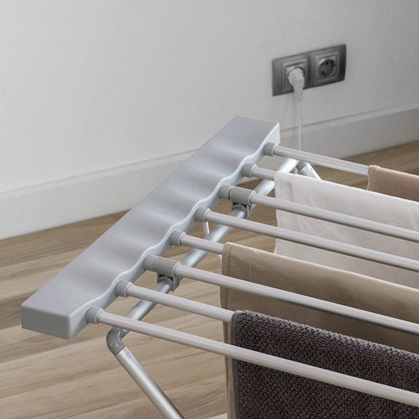 Tendedero eléctrico plegable, de aluminio muy ligero, temperatura máxima de hasta 50 ºC, tamaño de 94 x 50 x 74 cm, marca Popamazing