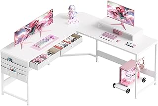 YeTom L-Shaped Desk, 49.2 x 49.2 inches 125 x 125 cm, Computer Desk, Gaming Desk, Corner Desk, Side Storage Bag Included, PC Desk, Work Desk, Office Desk, Telework, Study Desk, Home Work, Study