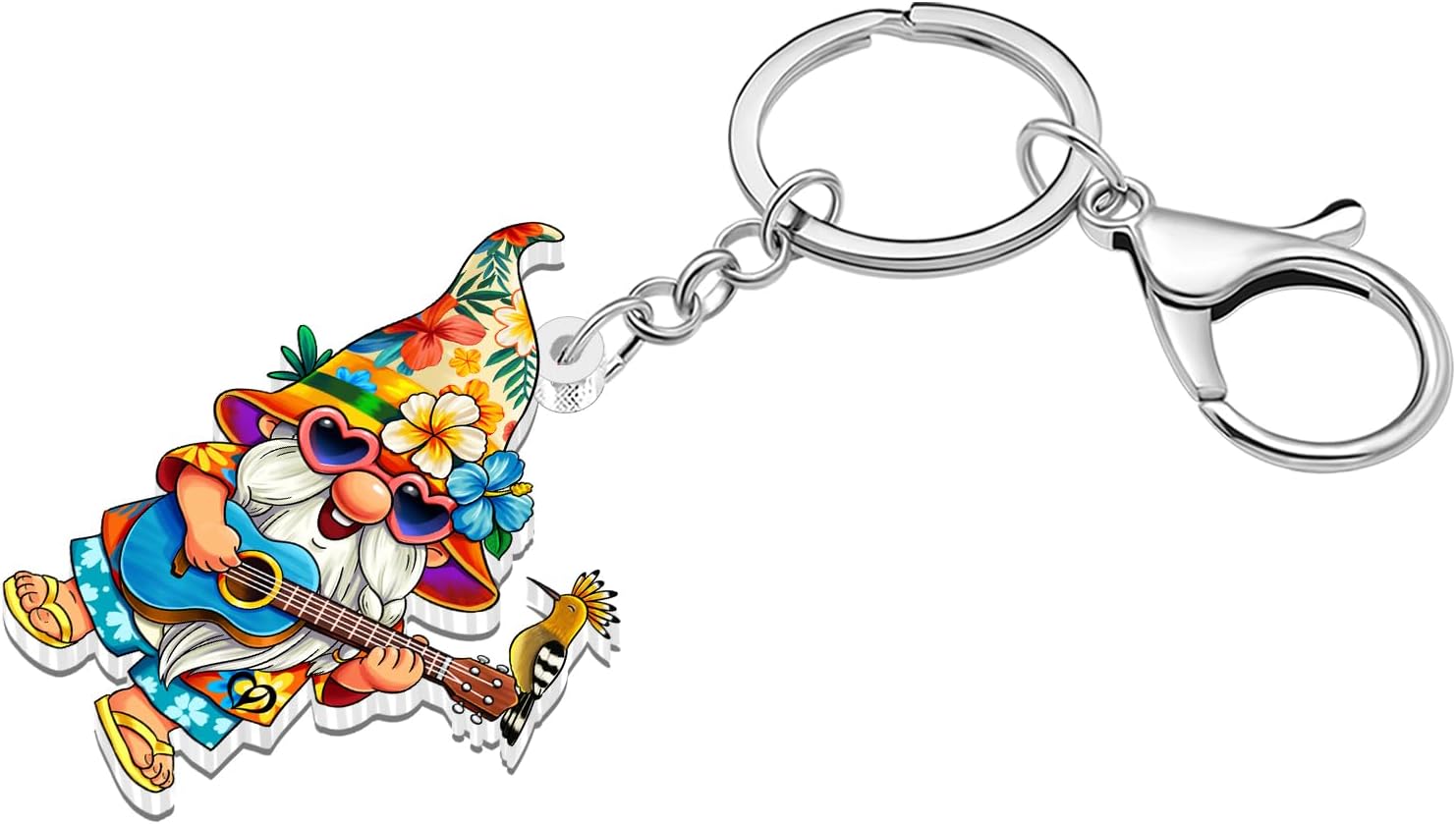 Acrylic Hawaiian Ukulele Keychain Summer Beach Tropical Hibiscus Flower Accessories Guitar Gifts for Women Bag Charms image 3