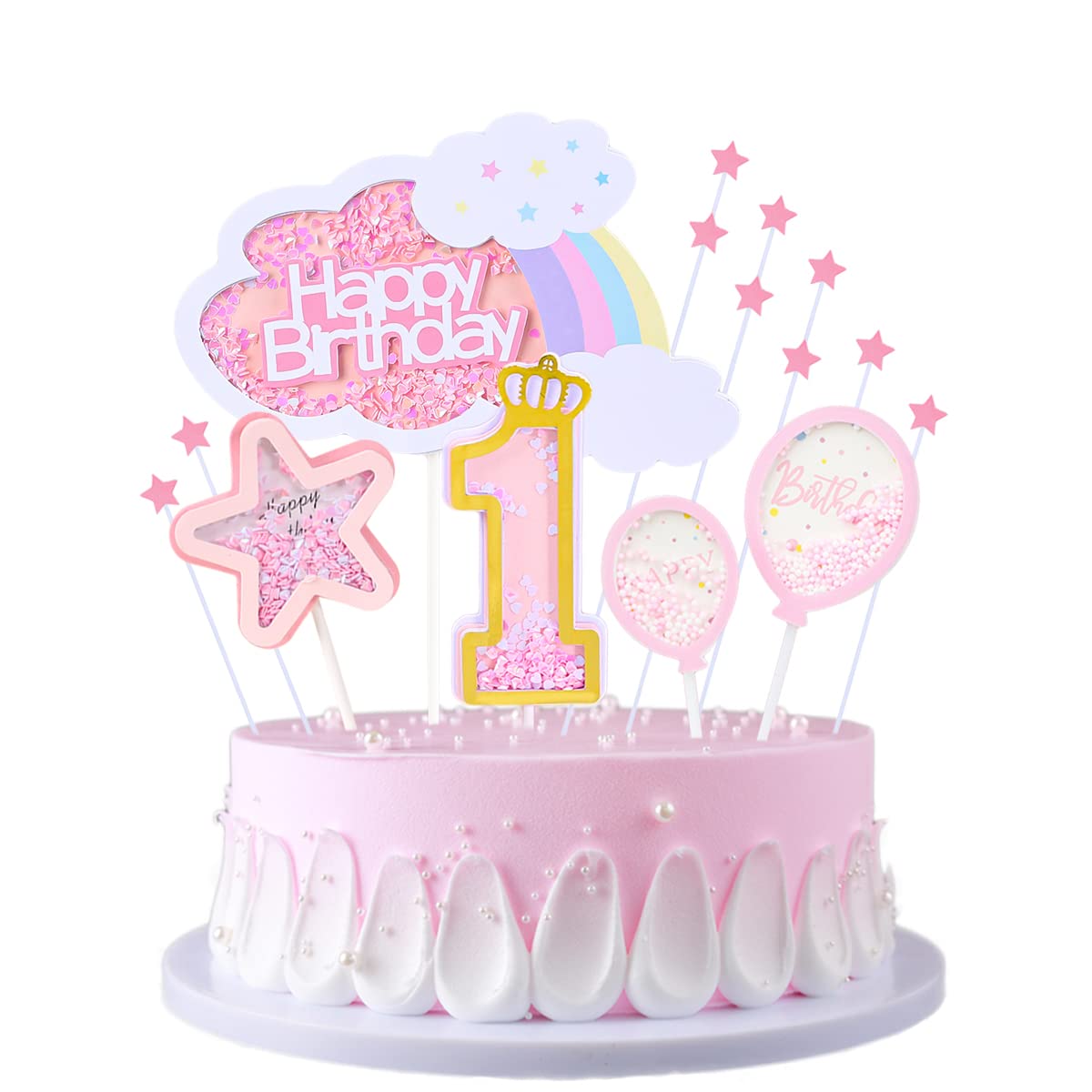 Decorazione per Torta 12° Compleanno, Hello 12 Cake Topper Oro Con Cuore Stella Palloncino - Happy Birthday Ragazza