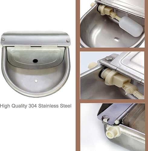 Miniatura 3 de Dispensador automático de agua para mascotas de acero inoxidable 304, comedero para perros grandes con manguera de acero de 40 pulgadas, 2 válvulas