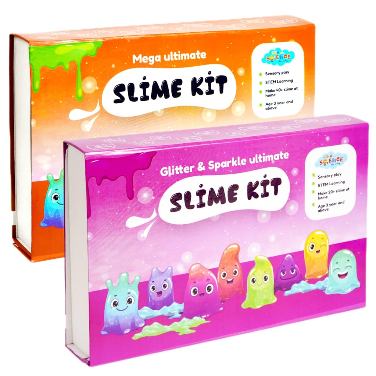 Link With Science Ultimate Slime Making Kit,DIY Slime Factory Kids Toys for Boys/Girls Slime Gel,Best Birthday Return Gift Ideas-Pack of 2 (Glitter and Sparkle,Mega Ultimate,89pc)