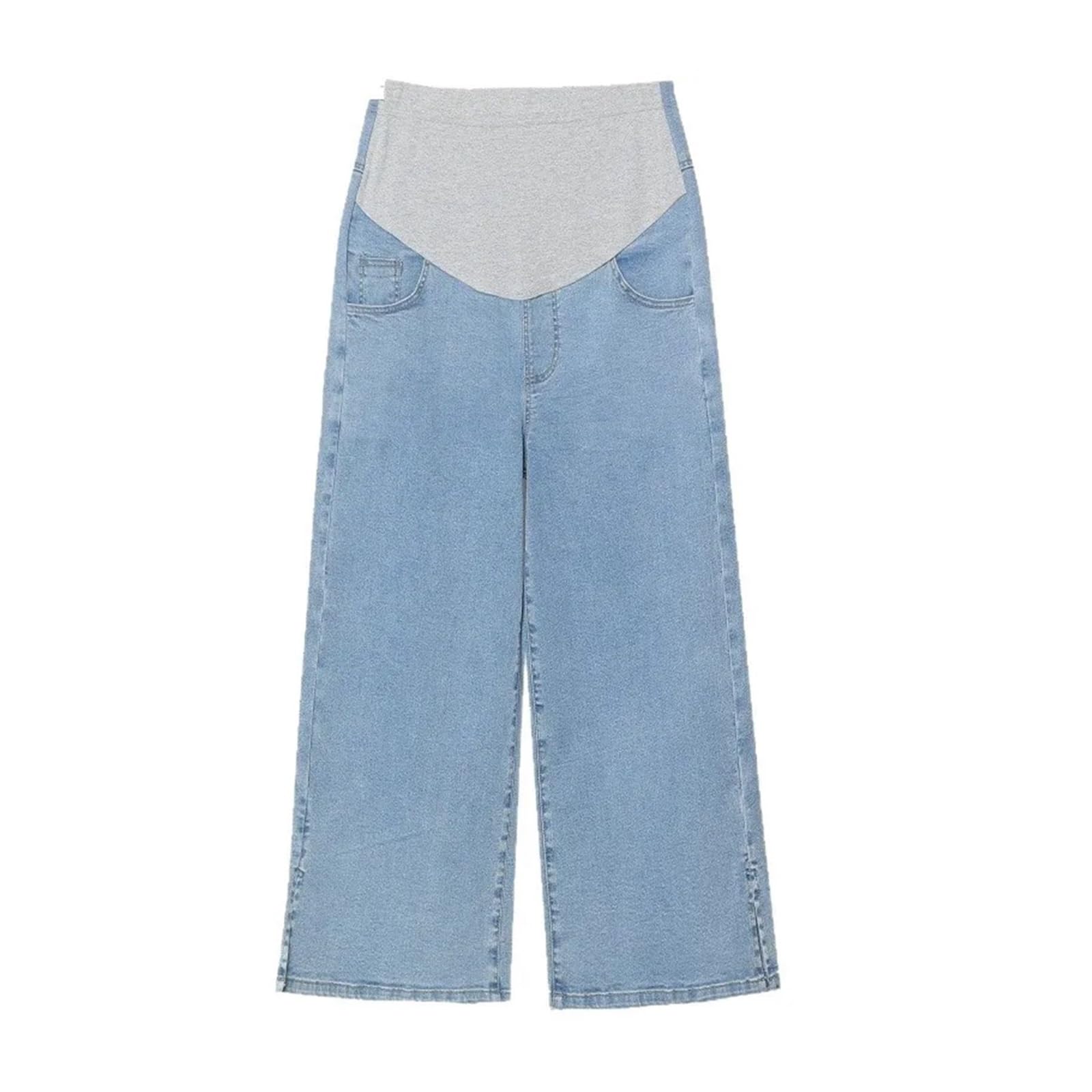 Pantalones Cortos de Maternidad de Verano, Vaqueros de Pierna Ancha, Talla Grande, Finos, Transpirables y Ligeros for Embarazadas.(XL)