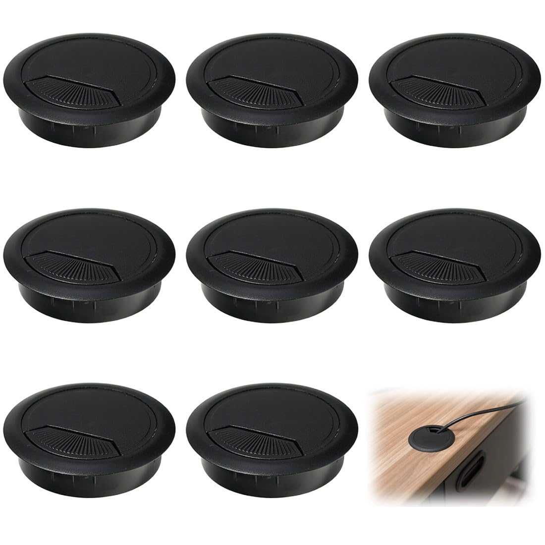 6 Piezas Pasacables Escritorio, 60 mm Cubierta de Orificio de Cable, Cable Ojales Escritorio Computadora, Cables Mesa Pasacables Redondos, Plástico Tapa Redondo Escritorio Mesa Mueble, Negro
