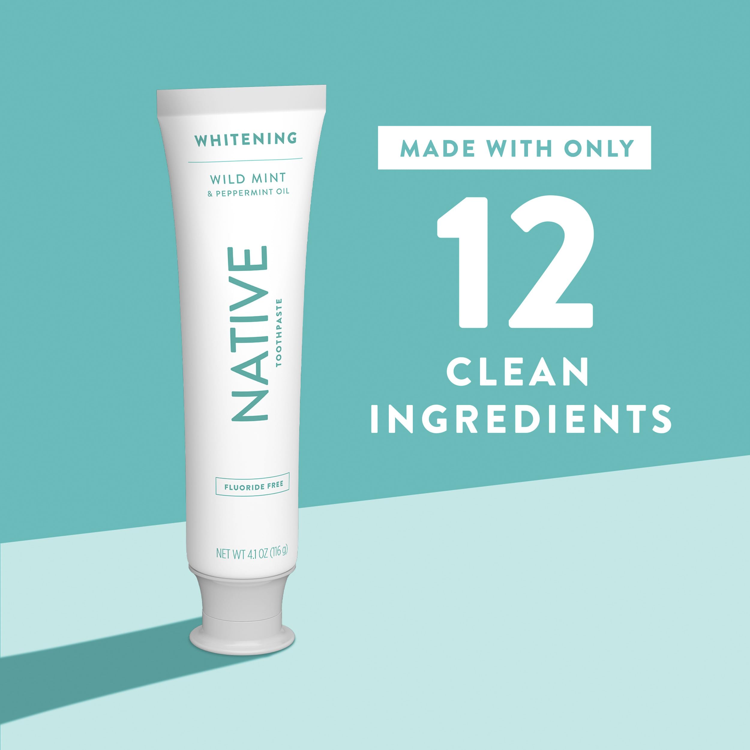 Native Fluoride Free Toothpaste, Whitening - for Adult, Kids 2+ Oral Care - Wild Mint & Peppermint Oil Flavor, 4.1oz (Pack of 3)