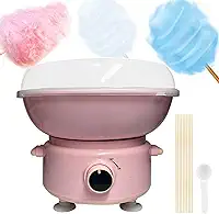 Máquina de algodão doce, mini máquina de algodão doce para crianças, máquina de doces para presente de Natal, casa, festa de aniversário, família, inclui 20 palitos de algodão doce e colher de açúcar