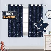 Vista 14 de PrinceDeco Cortinas Opacas para Niños para Dormitorio con Aislamiento Térmico Cortinas de Estrellas Centelleantes de Bronce para Niños con Ojales