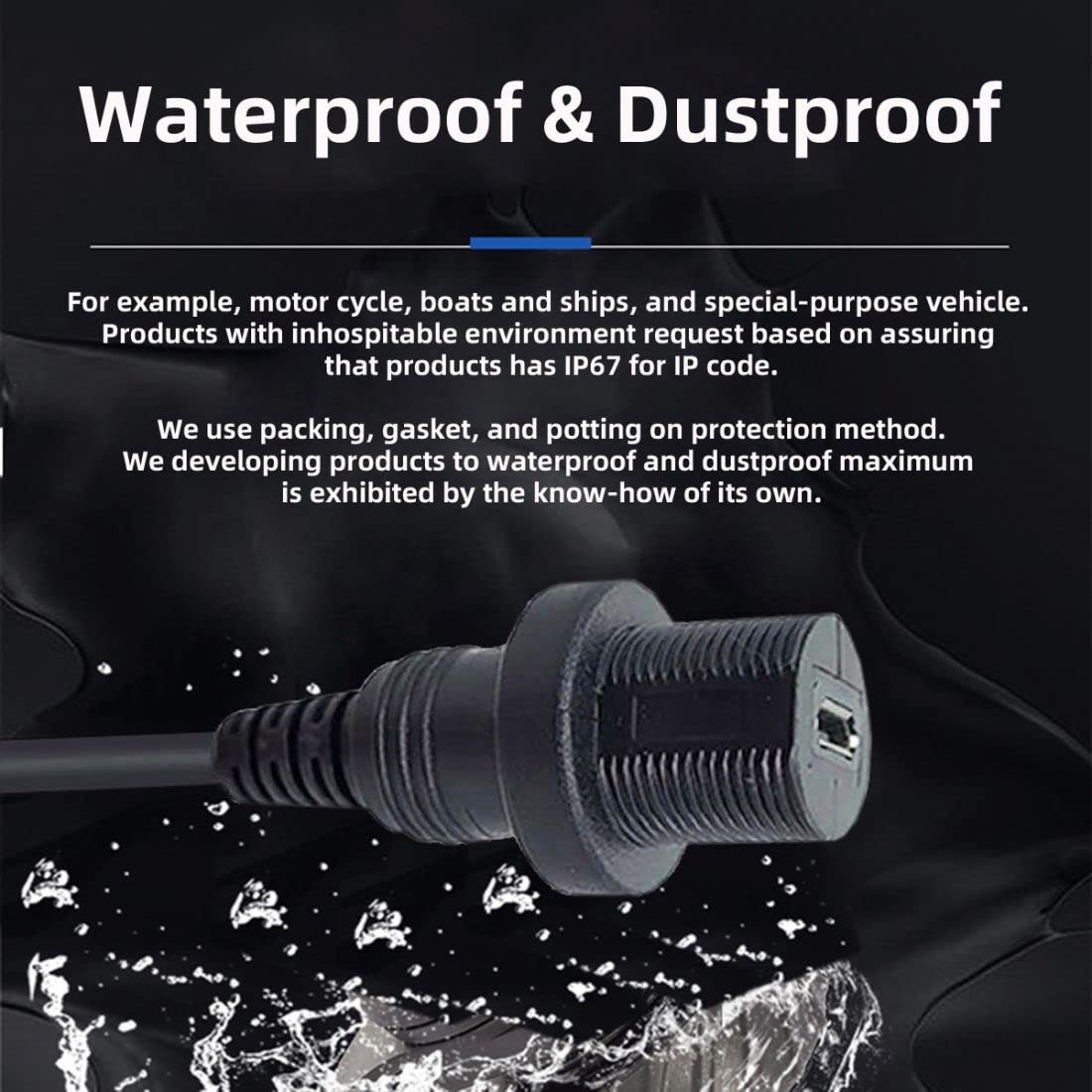 chenyang Cavo di prolunga micro USB a 5 pin da maschio a femmina, per cruscotto dell'auto, impermeabile, antipolvere