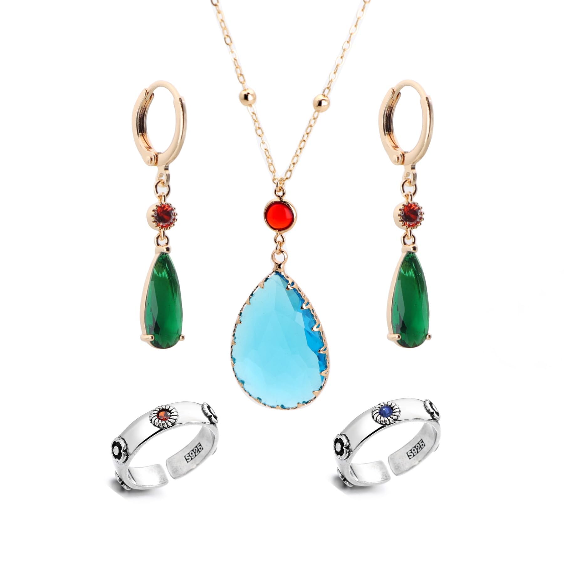 Howl's Earrings and Necklace Rings 18K Gold Plated Cosplay Anime Jewelry Gift for Women Men