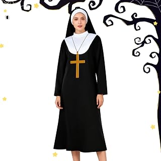 Nun Outfit Women - Cross Pendant Necklace Headpiece Costume | Cosplay Nun Headpiece Set,for Women Adults Halloween Party