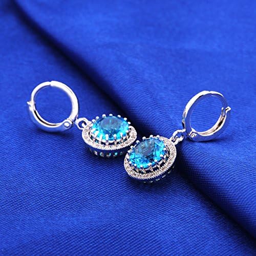GULICX Ladies Jewellery 18k White Gold Plated Zircon Vintage Style Round Earrings Leverback Dangle
