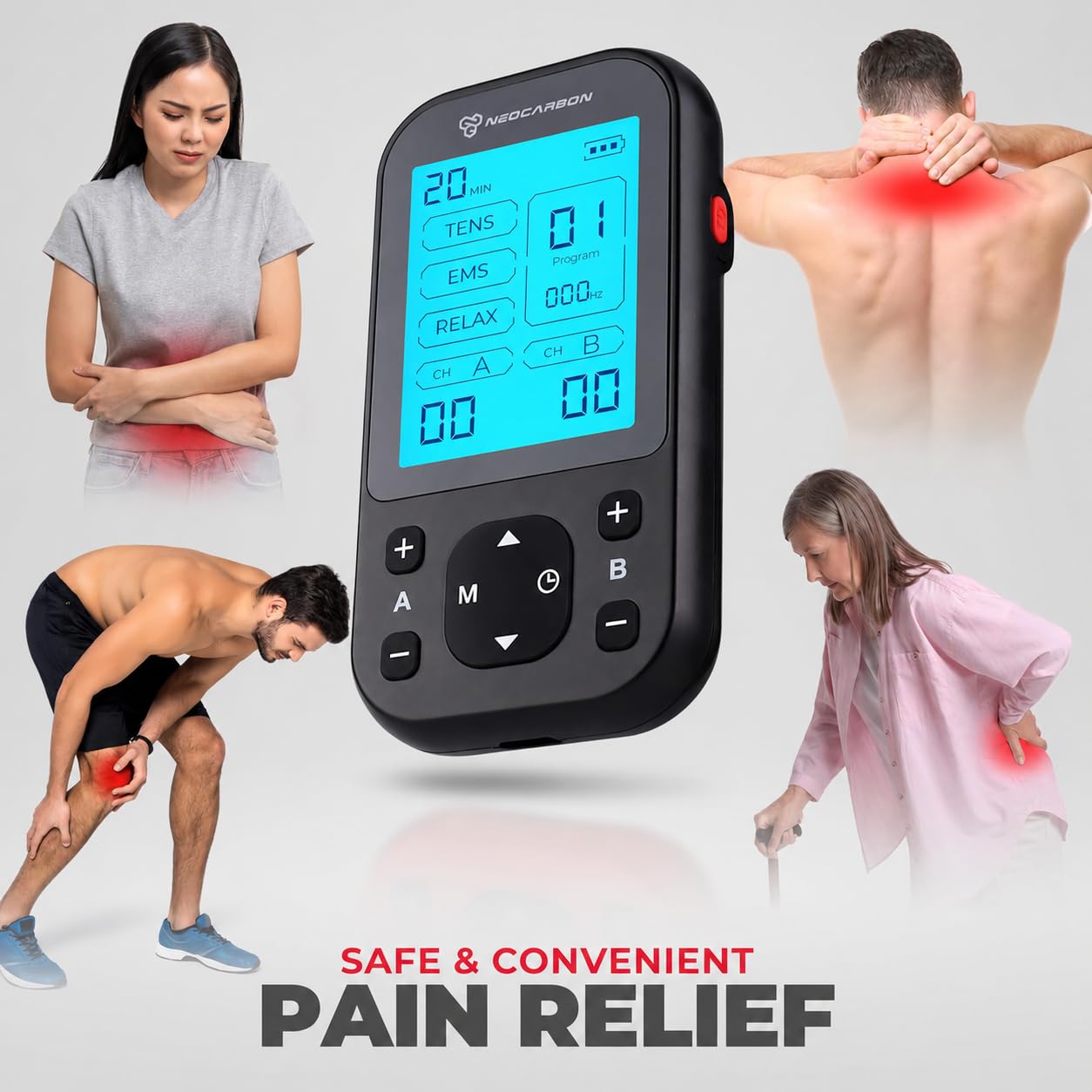 NEOCARBON TENS Unit Muscle Stimulator Pro for Back Pain Relief, Black — Amazon image 2