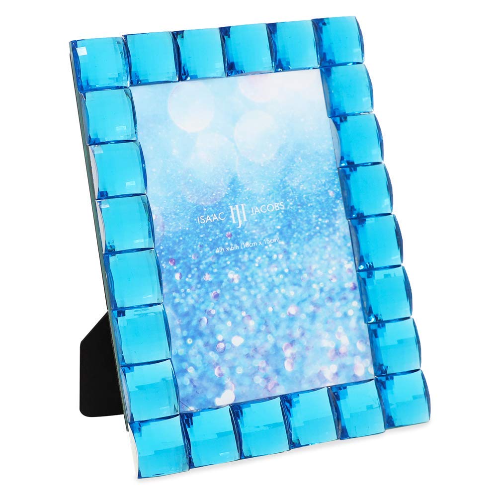 Isaac Jacobs Decorative Sparkling Turquoise Jewel Picture Frame, Photo Display & Home Décor (4x6, Turquoise)