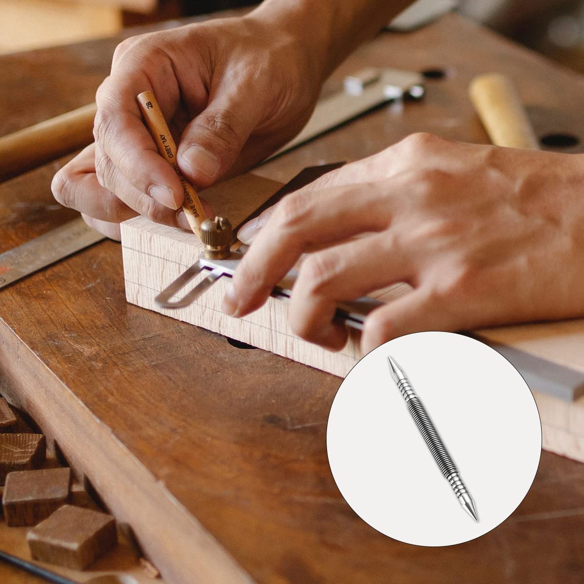 Dual Head Nail Setters, Spring Nail Setter Punch Hammerless Nail Door Hinge Pin Removal Tool 1/32", 1/16" - Image 4