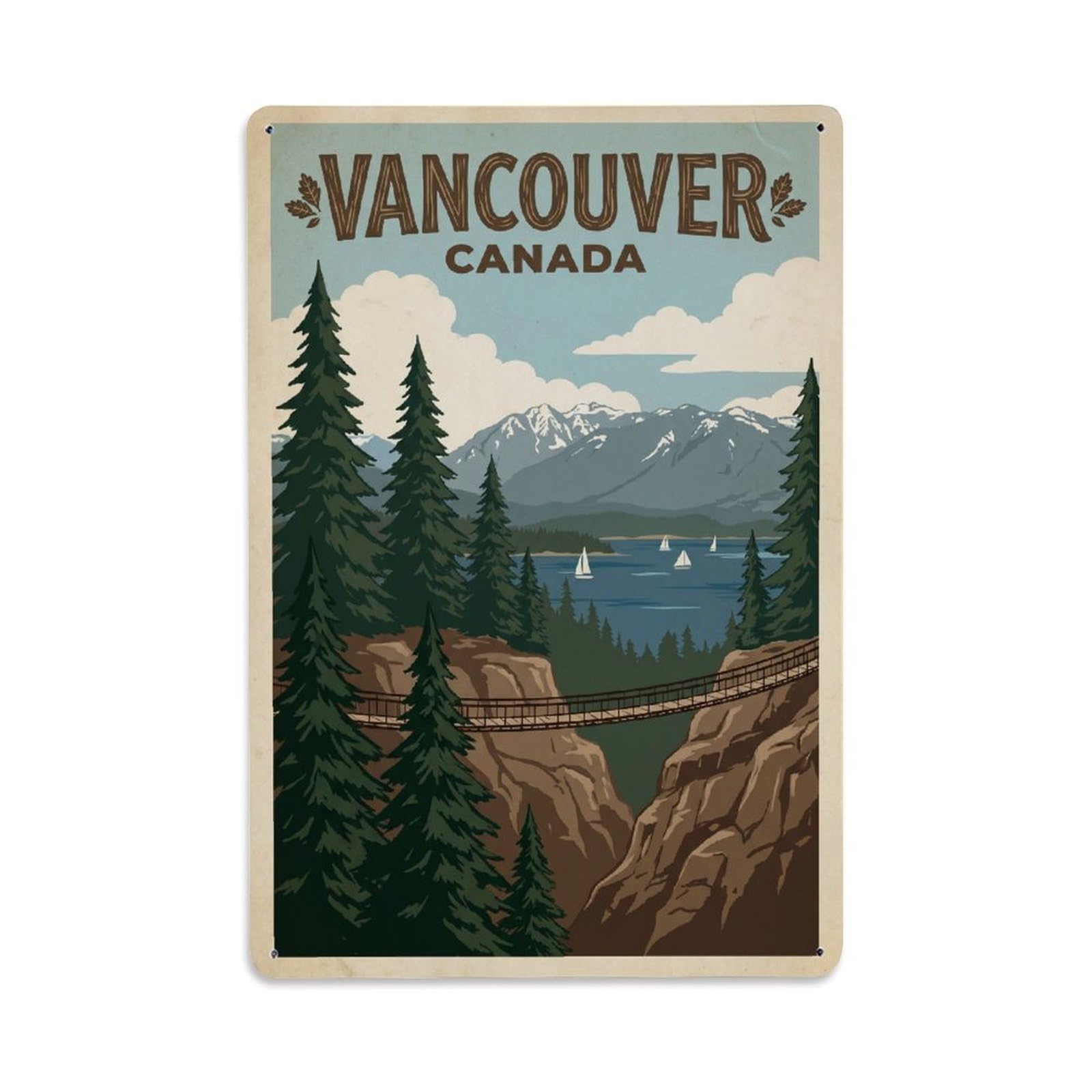 Travel Retro Canada Vancouver Metal Tin Sign