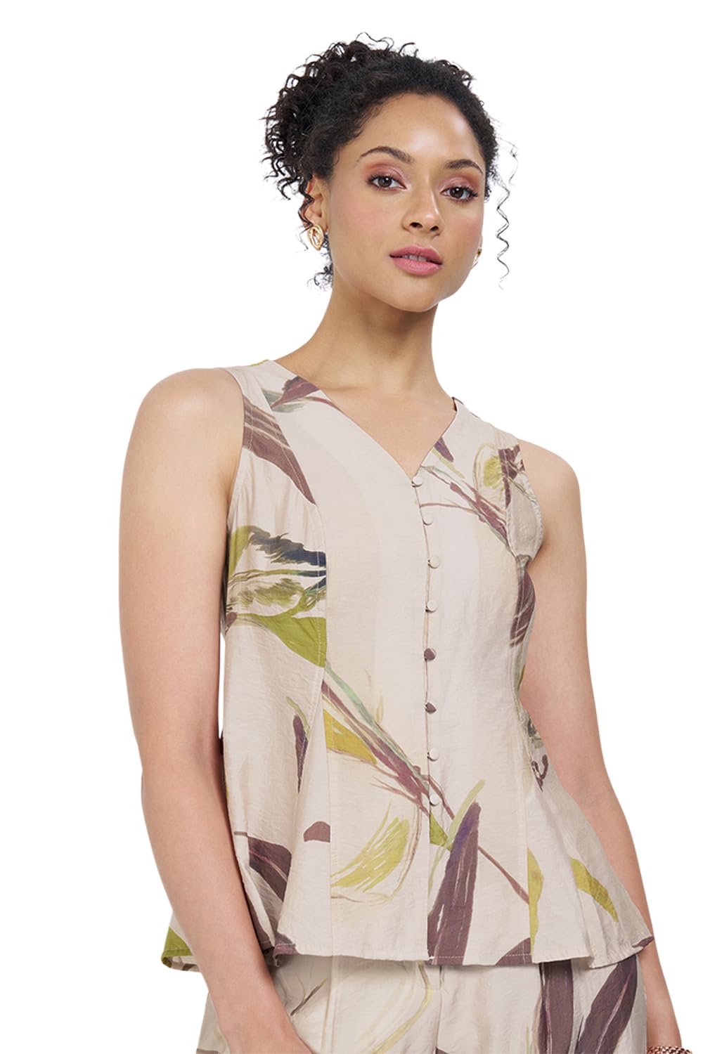 annabelle by pantaloons Annabelle Women's Viscose Top | Slim Fit | V Neck | No Sleeve-picture-27