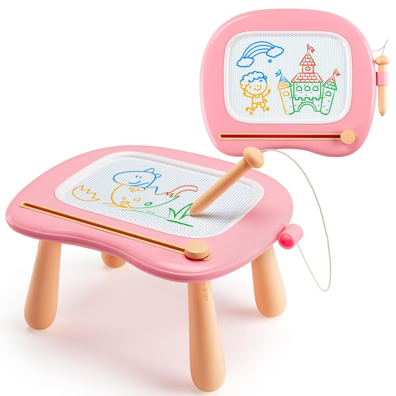 Tableau à dessin magique - Jouet pour fille à partir de 1 an - Tableau à dessin magnétique coloré avec 4 pieds - Jouet éducatif pour garçon et enfant de 1, 2, 3, 4, 5 ans - Jouet éducatif - Cadeau