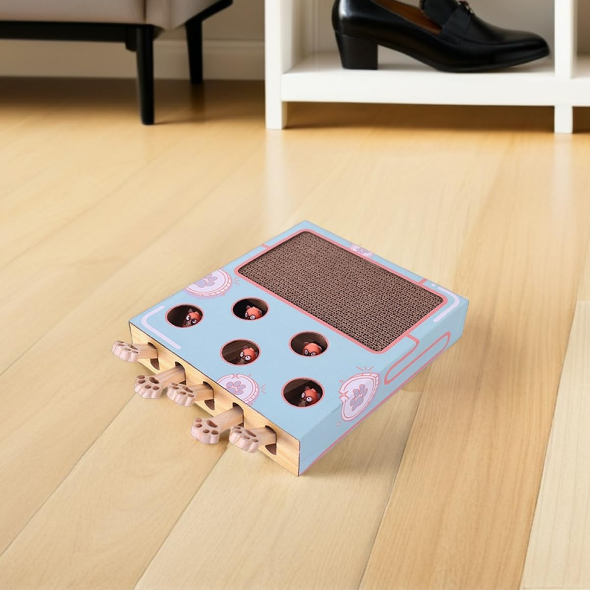 Mipcase 2 Piezas Juguetes Divertidos para Gatos Rascador De Cartón para Gatos Caja Interactiva para Golpear y Atrapar Ratones Juguete para Ejercitar