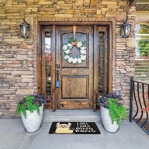 Relaxdays Fußmatte Lama, Kokos, Türvorleger mit Spruch, 60 x 40 cm, rutschfest, Fußabstreifer innen & außen, Mehrfarbig