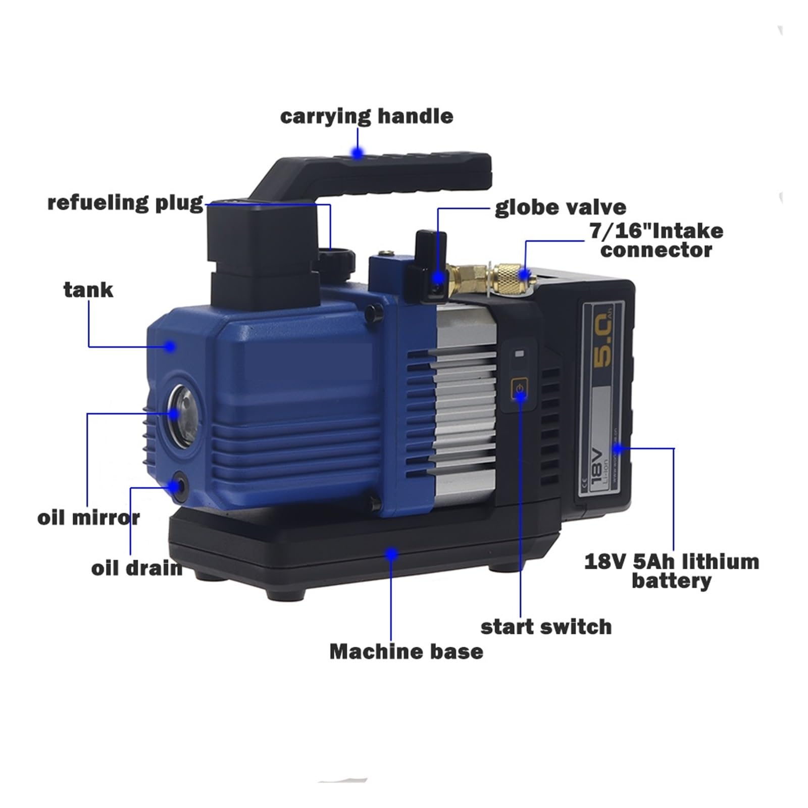 Set pompa a vuoto, Pompa for vuoto a batteria al litio Silenziosa piccola VRP-2DLi VRP-2SLI Ricarica mini pompa for vuoto senza spazzole CC a doppio stadio da 1 litro per HVAC Aria condizionata Refrig