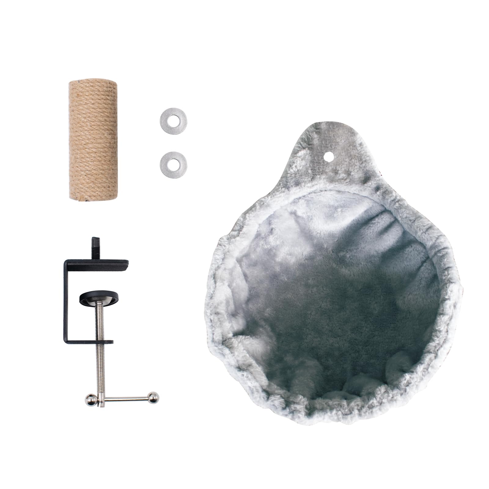 Cama Para Gatos Para Escritorio Con Árbol Para Rascar, Hamaca, Cesta, Cama De Felpa Gris, Diámetro 30 Cm Hasta 10 Kg