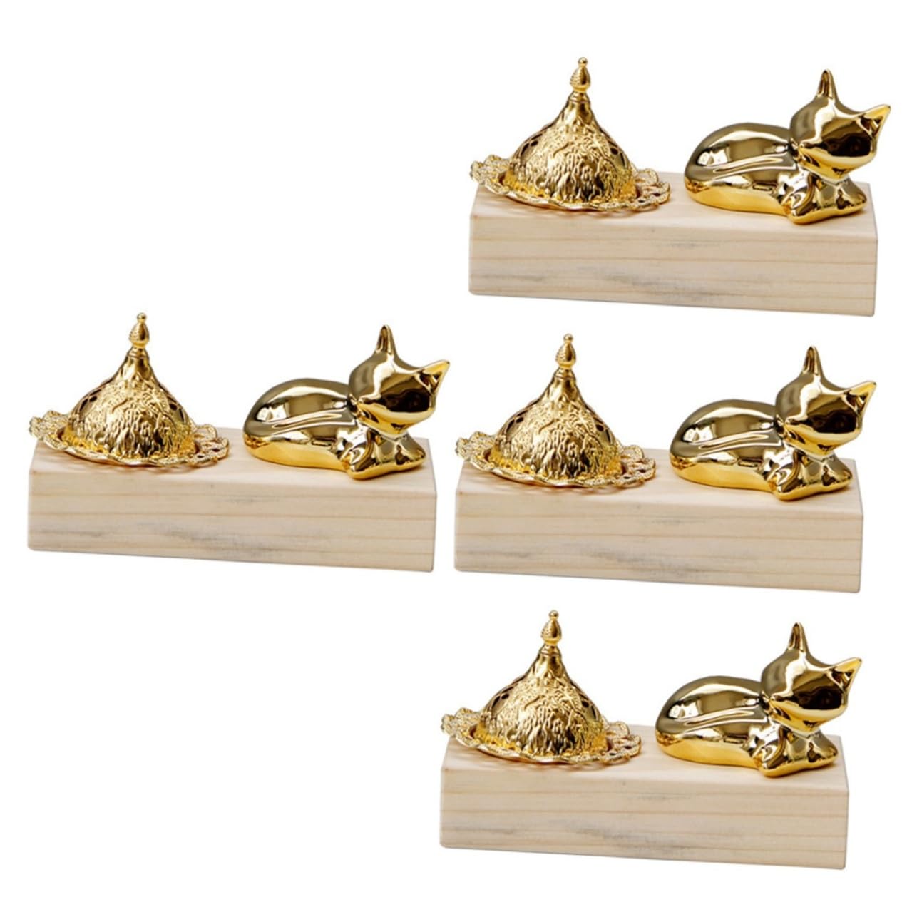 Luxshiny 4 Sätze Räuchergefäß Aromatherapie Halter Arabischer Holz Metall Weihrauchbrenner für Zuhause Büro Meditation und Entspannung