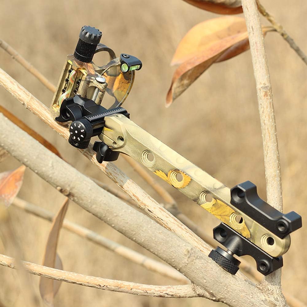 SHARROW Archery Compound Bow Sight 7 Pin Bow Sight Aluminum Alloy Bow Sights Compound Bow 0.019 Optical Fiber Retinal Sight Accessories Hunting