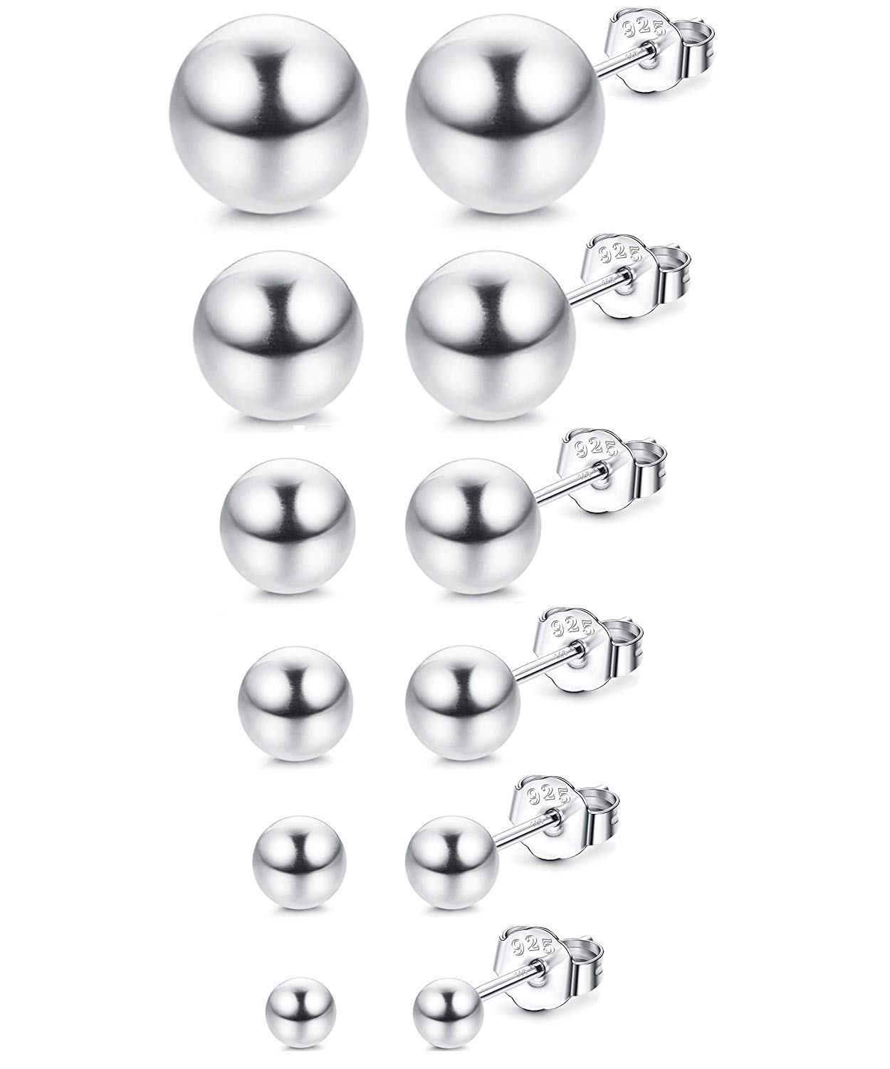 BSD Treasure Small Italian Round Ball Sterling Silver Stud Earrings for Women