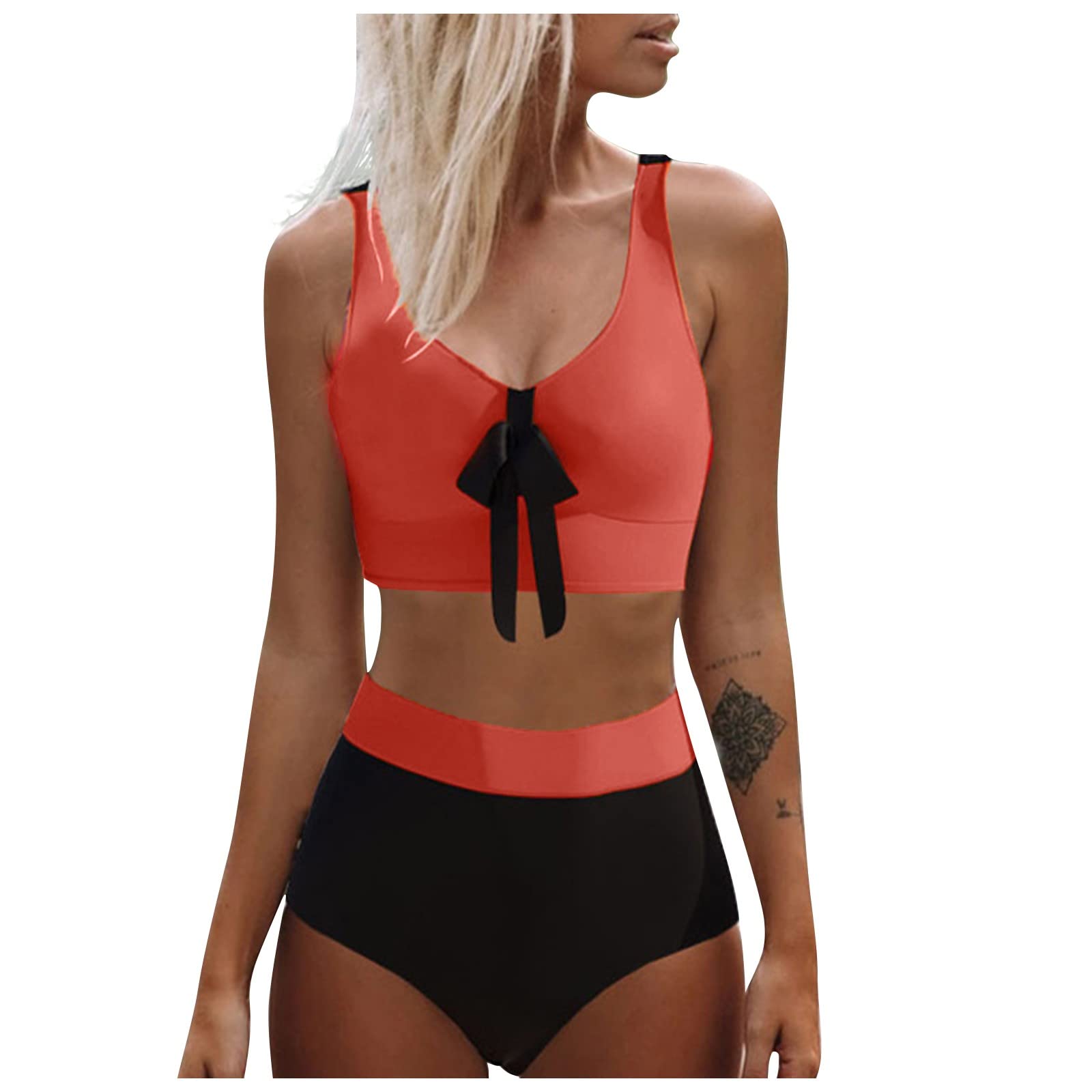 UODSVP Women's Swimsuit Bikini Printed Backless Bikini Split with Bra Pads and No Steel Bra Swimsuit