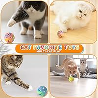 Vista 5 de Colorful Cat Toy Balls with Bell 6PCS, Interactive Hollow Design, Plastic, Training Exercise Toy(3 in 1 Color B)