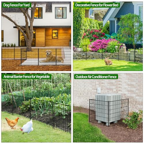 10 Panels Garden Fencing Animal Barrier, 26 in(H) X 21 ft(L) Dog Fence Outdoor for Yard Rustproof No Dig Decorative Tall Garden Fence Metal Wire Panel Border Patio Rabbit Ground Stakes Fencing… - Thumbnail 6