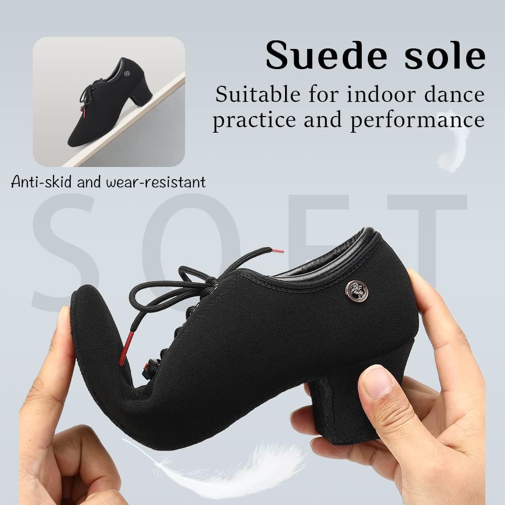 YKXLM Ballroom Dance Shoes Women Social Dance Sneaker Beginner Modern Salsa Rhythm Teaching Shoes