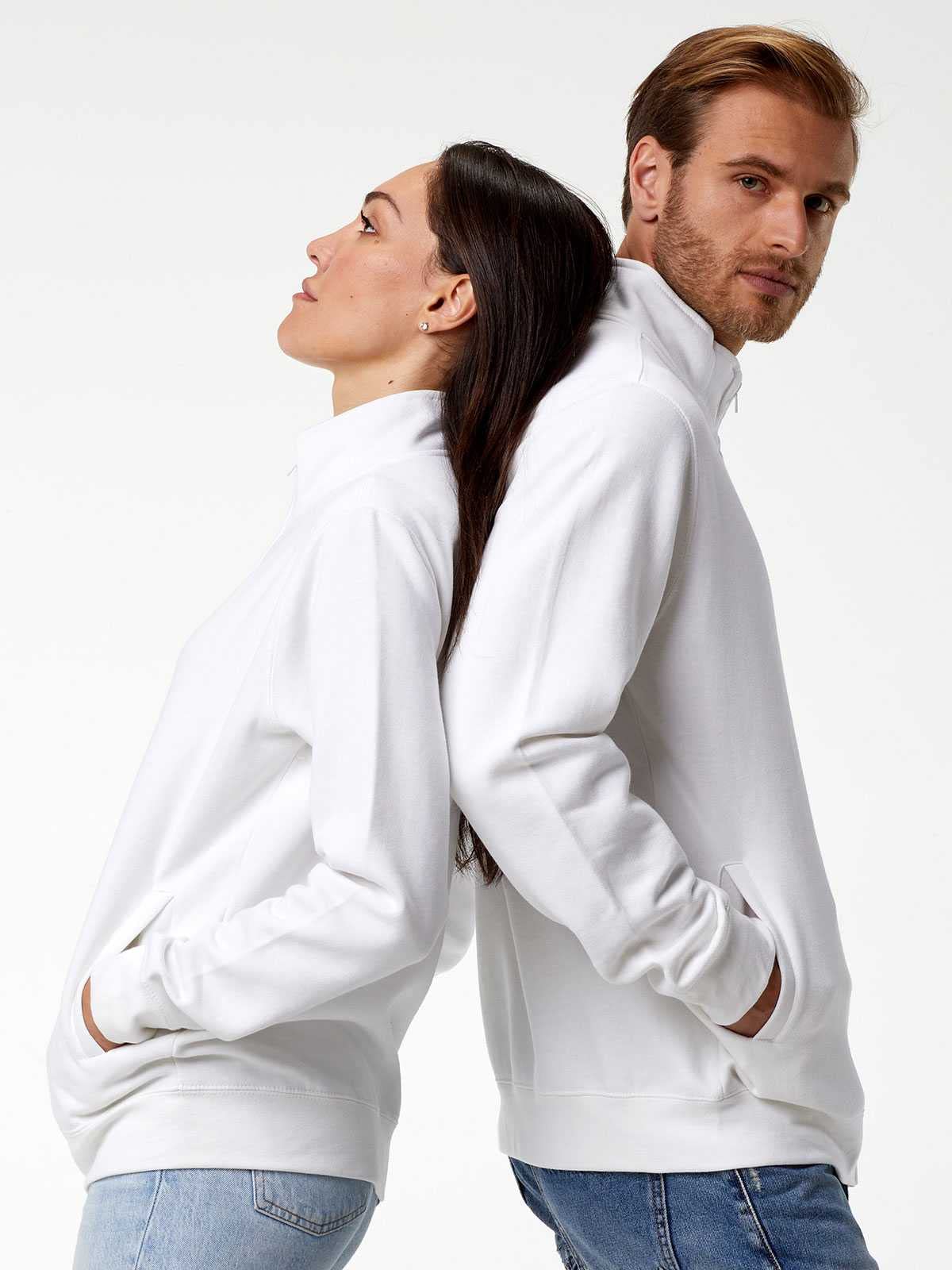 CHEMAGLIETTE! Felpa Uomo Zip Intera - Maglia Tuta Felpata Cotone, Felpe da Lavoro Maglie Senza Cappuccio Tinta Unita Stampabili, Polsini in Costina Basic Jacket Full Zip