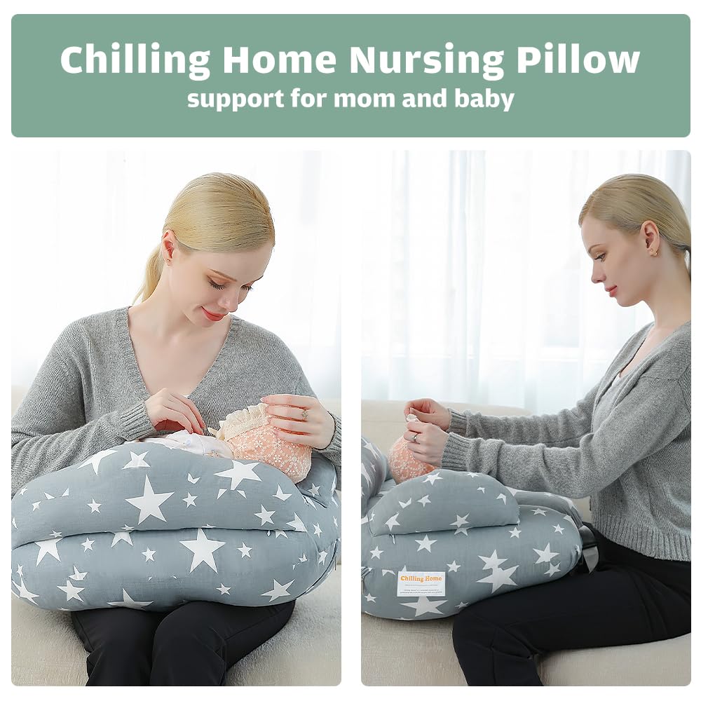 Chilling Home Cuscino Gravidanza XXL,Cuscino Allattamento per Neonato, Cuscino Gravidanza per Dormire con Cuscino Interno e Federa in Cotone,Cuscino Allattamento e Gravidanza