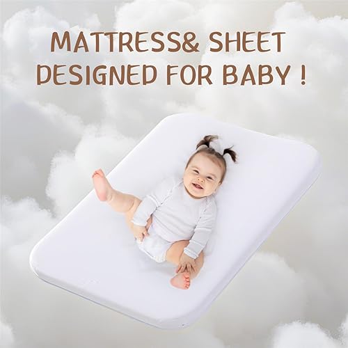 Miniatura 6 de Soobaby Cuna de bebé 3 en 1, cuna mecedora con cómodo colchón y ruedas, cuna de altura ajustable, cuna portátil fácil de plegar para recién nacido