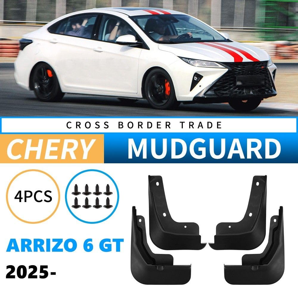 4 Stück Auto Schmutzfänger für Chery Arrizo 6 GT 2025, Vorne Hinten Kratzfest Spritzschutz Kotflügel Protection Zubehör