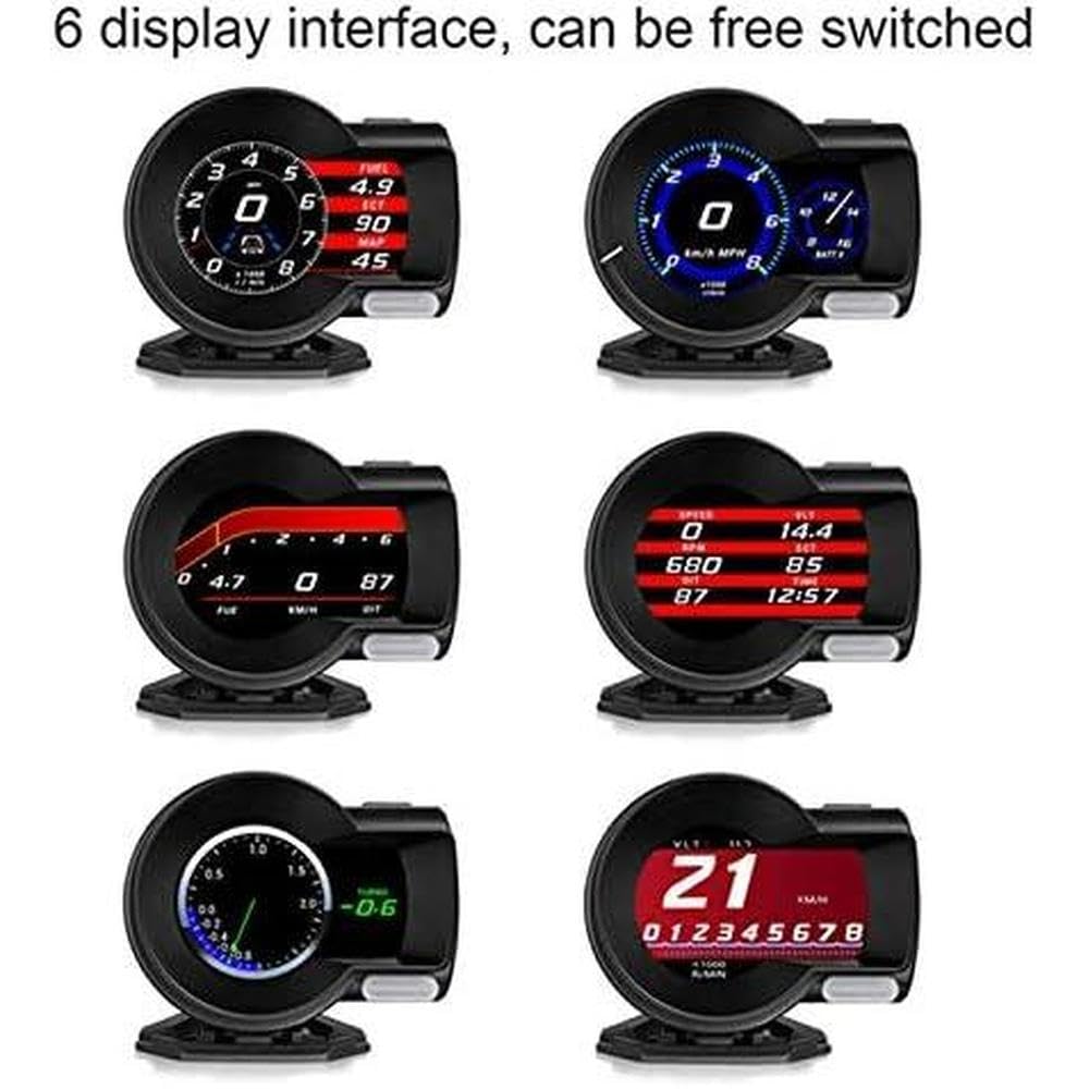 Riloer Herramienta de diagnóstico OBD2 con 6 modos de visualización de coche, velocímetro digital compatible con vehículos equipados con OBD-II