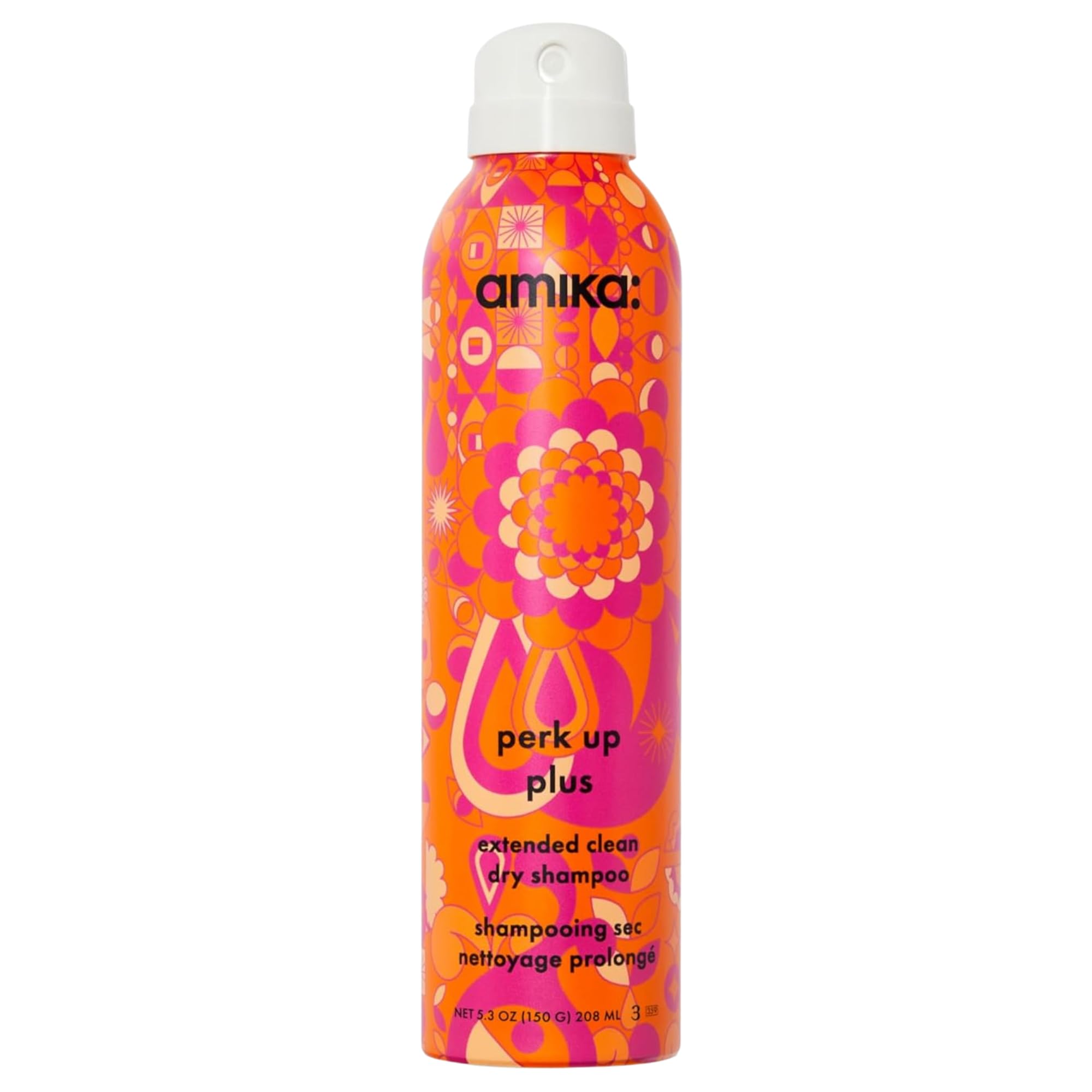 amika Champú en Seco Perk Up Plus Ext Clean – Absorbe el aceite y da volumen – Con harina de arroz y espino amarillo – Refresca la raíz y proporciona limpieza extra – Vegano, 208 ml