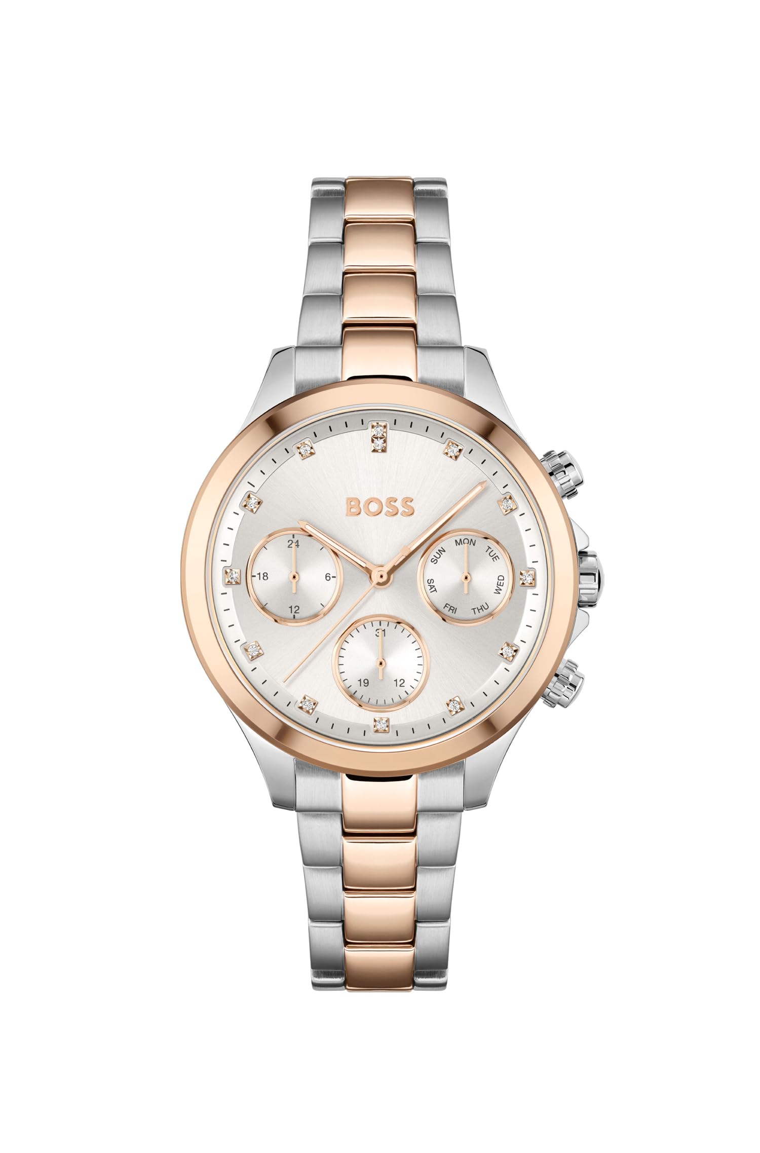 BOSS Hera Qtz Multifunction Silver White Round Dial Womens Watch|Two Tone Stainless Steel Material|Silver Color Band - 1502564 (B08H2DFGXX) Amazon Price History, Amazon Price Tracker