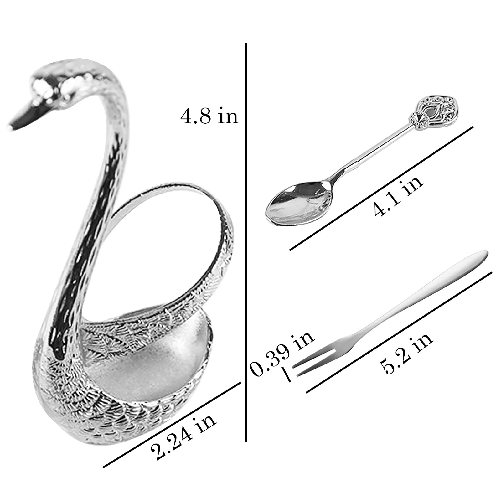 HERCHR 6 cucchiai e color oro con supporto per cucchiaio di cigno, cucchiaini piccoli per dessert, mini cucchiaio da caffè, Cucchiaio per Mescolare, usato per acqua tè latte caffè dessert (oro