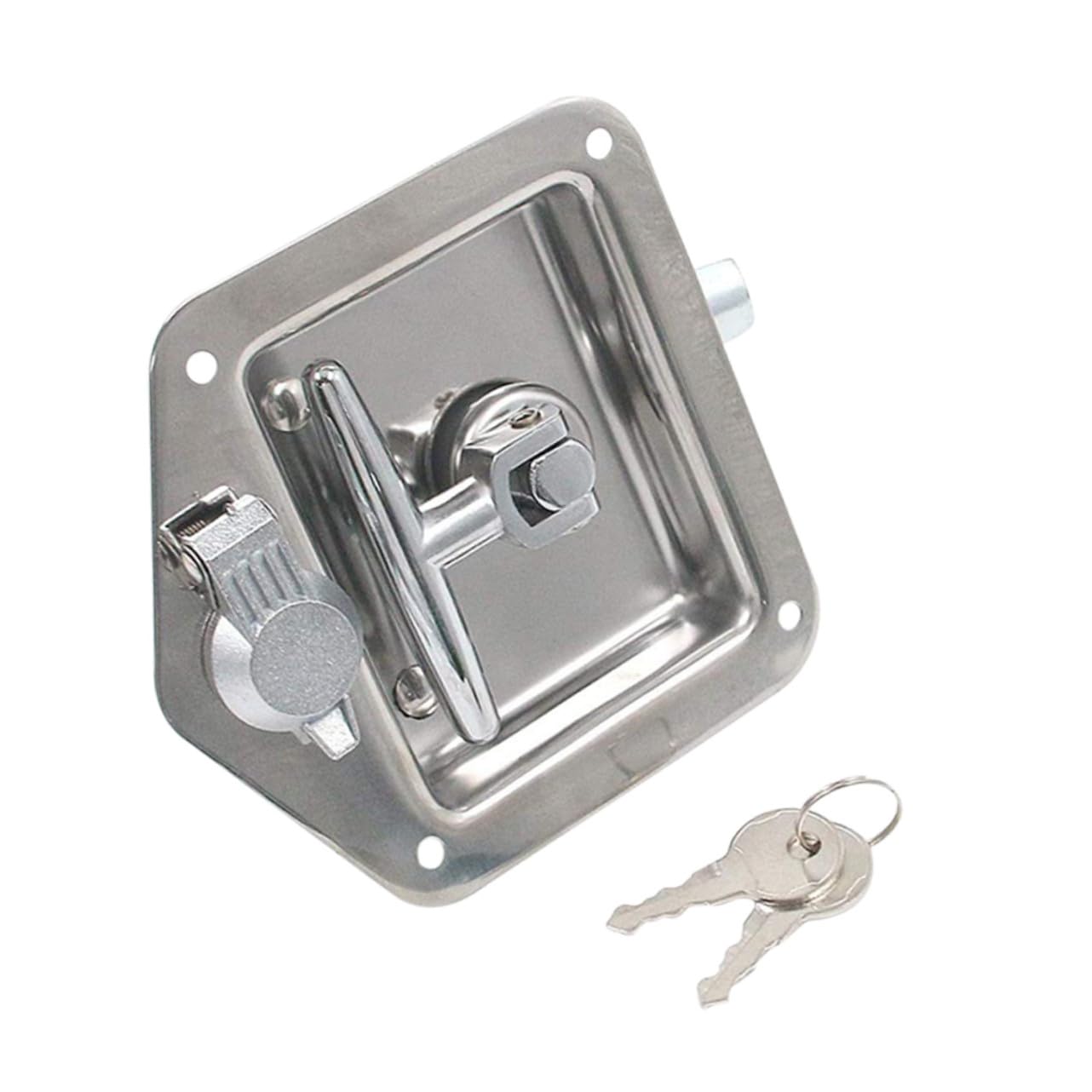 HOMSFOU Serratura T in Acciaio Inox Serratura per Rimorchio Chiavistello per Porta Rimorchio per Cassone Completo con Maniglia T e Chiavi