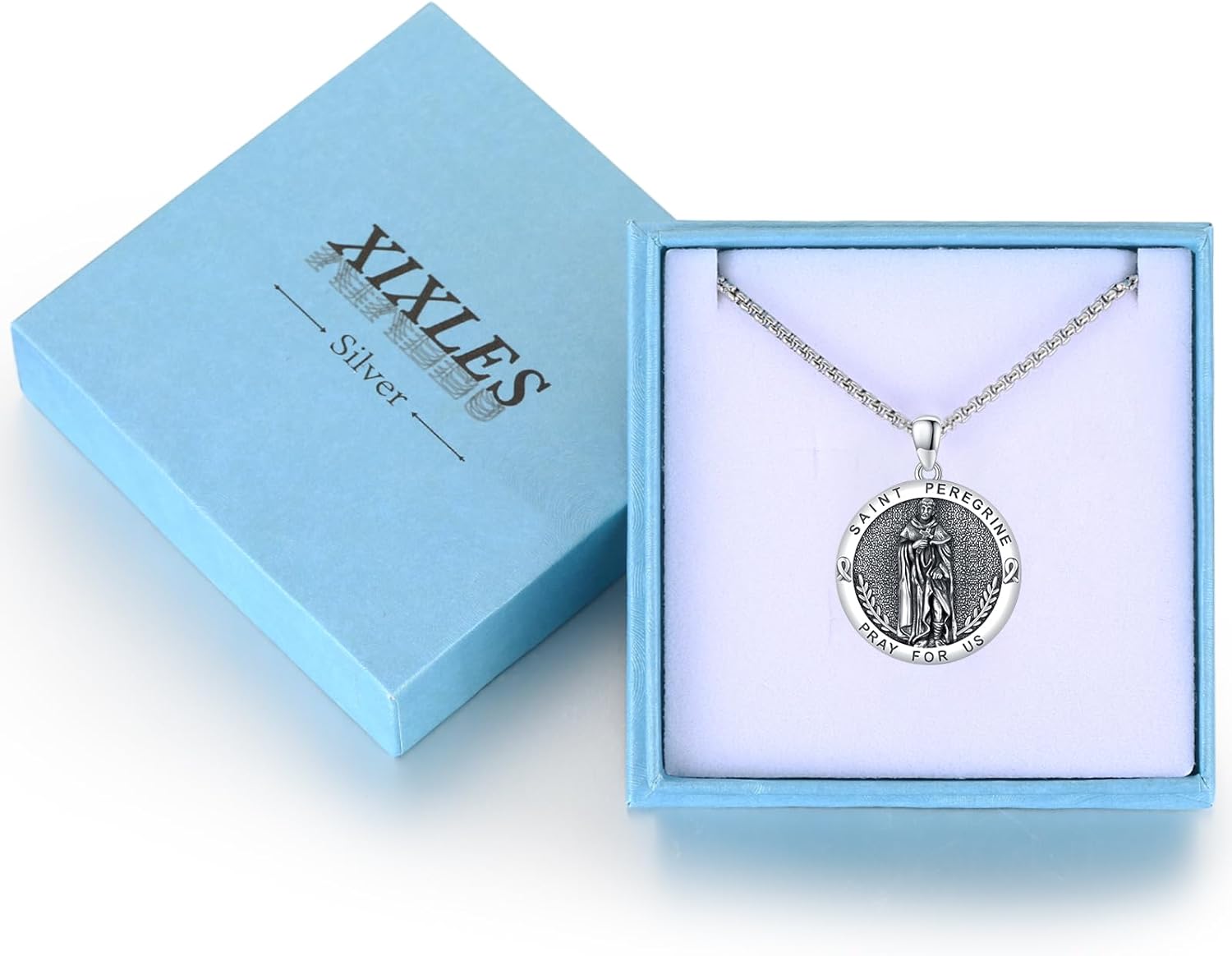 925 Sterling Silver Patron Saint Medal Protection Pendant Necklace Religion Jewelry for Men Women With 316L Stainless Steel Chain and Gifts Box - Image 7