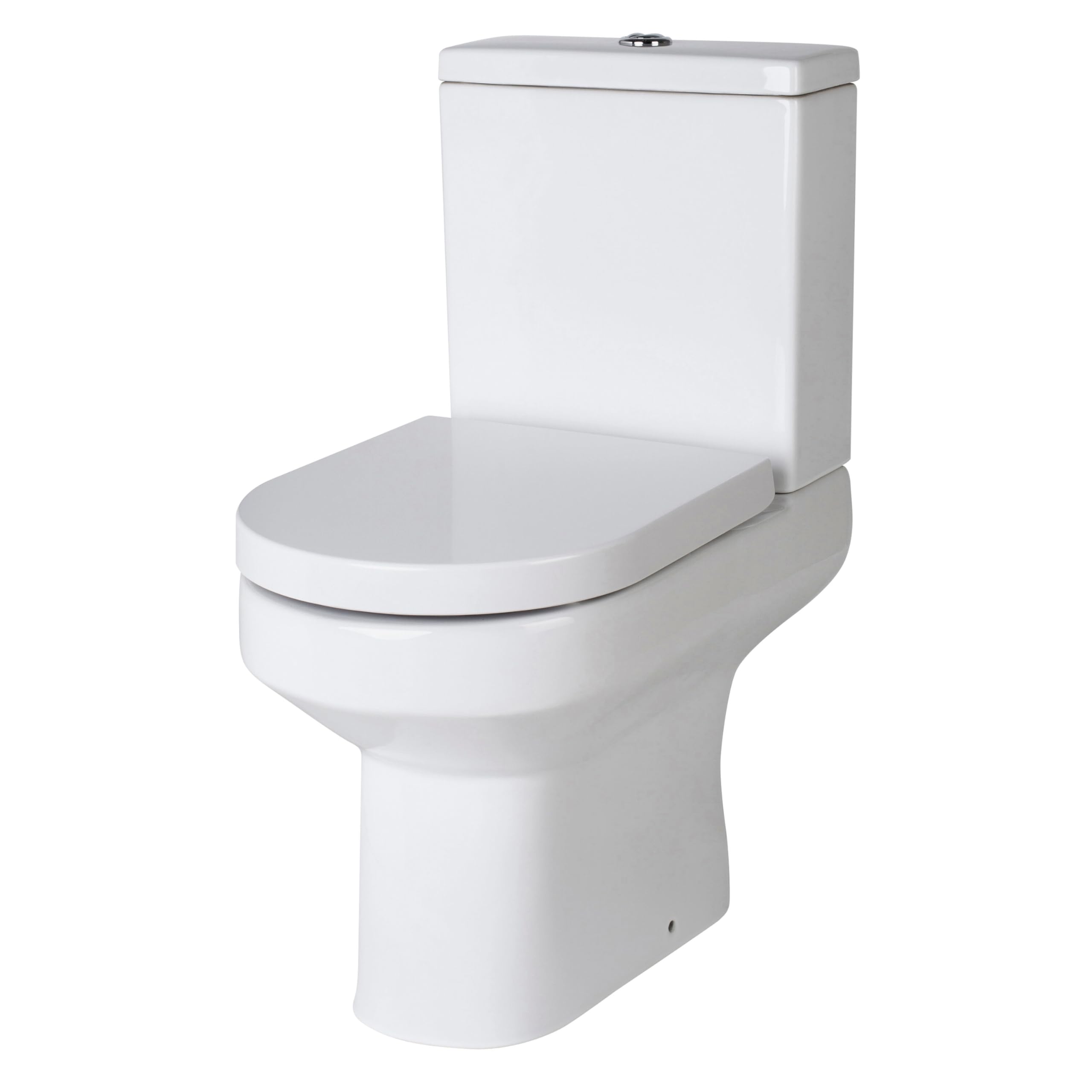 Balterley White Close Coupled Toilet With Cistern, Bathroom Toilet Cistern With D Shape Pan & Dual Flush, Semi Flush-To-Wall Toilets For Bathrooms & Cloakroom - 380Mm X 625Mm X 800Mm (White)