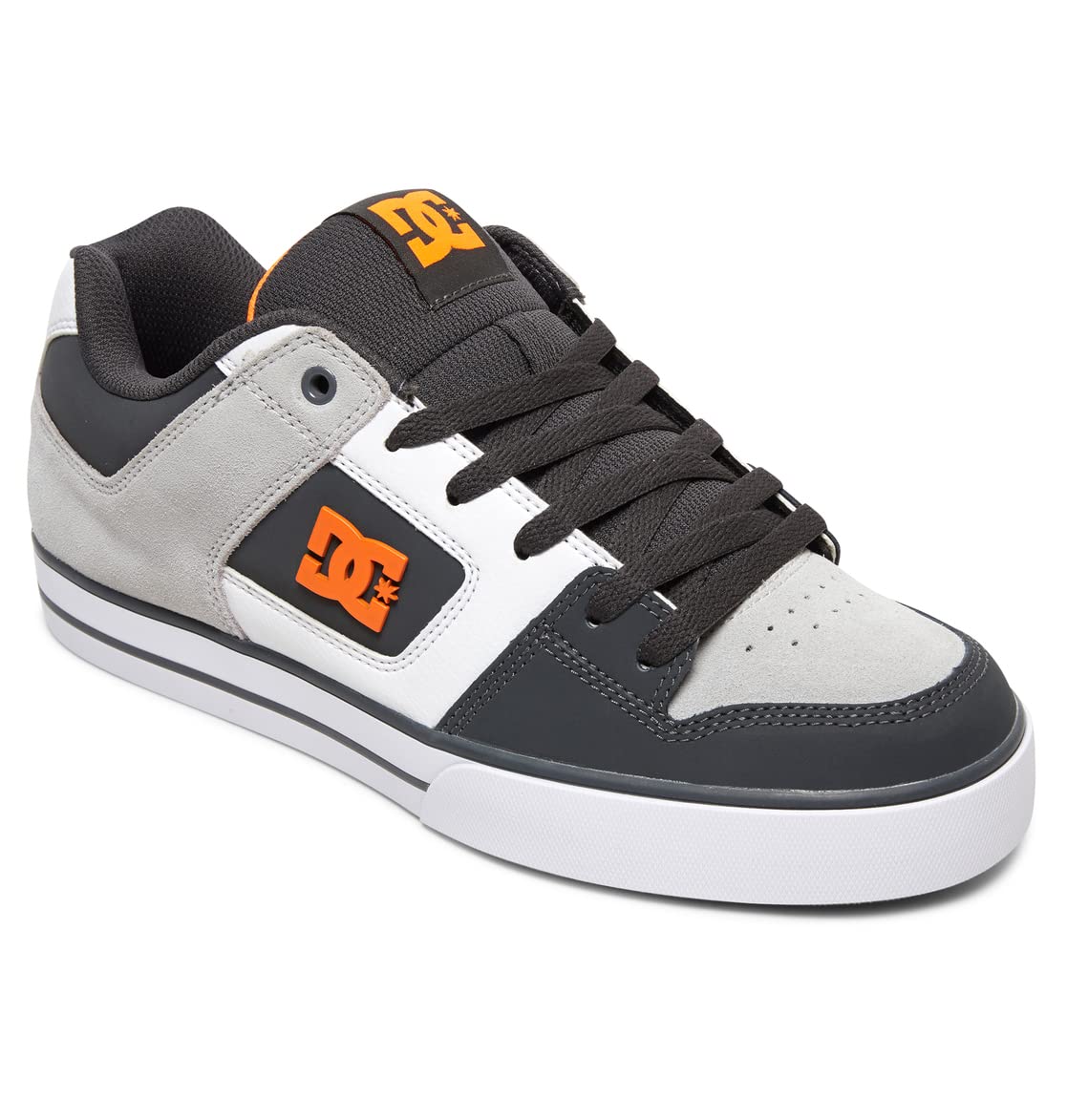 DC ShoesMens Pure Leather Low Top Trainers - Dark Grey/Orange - 10 US